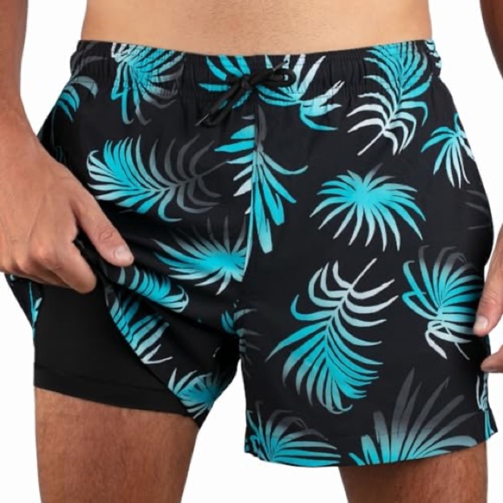 kanu surf Men's Rewind 5" Stretch Swim Trunks Black Size XXL